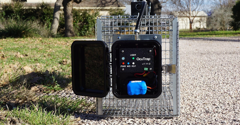 OcuTrap R1 deployed on a residential gravel driveway